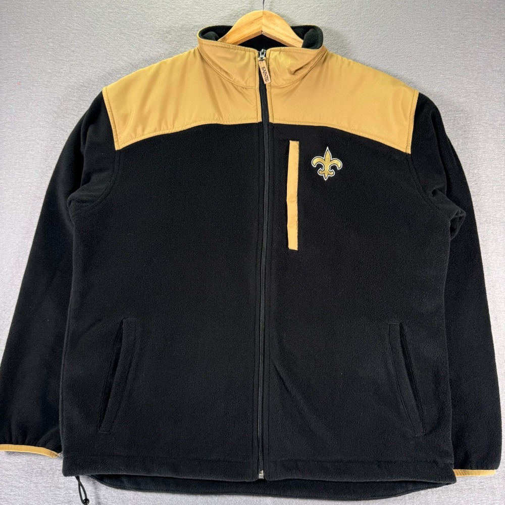 Vintage New Orleans Saints Fleece Jacket Medium Black‎ NFL Team Apparel 2008